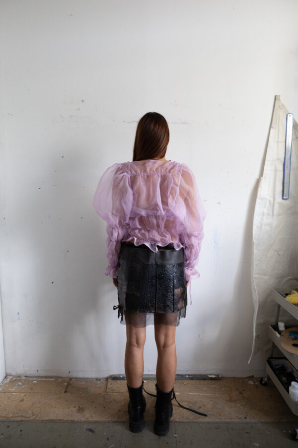 Silk organza -cotton candy shirt -pastel pink - Image 5