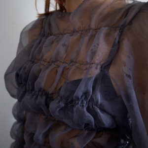Silk organza -cotton candy shirt -charcoal grey