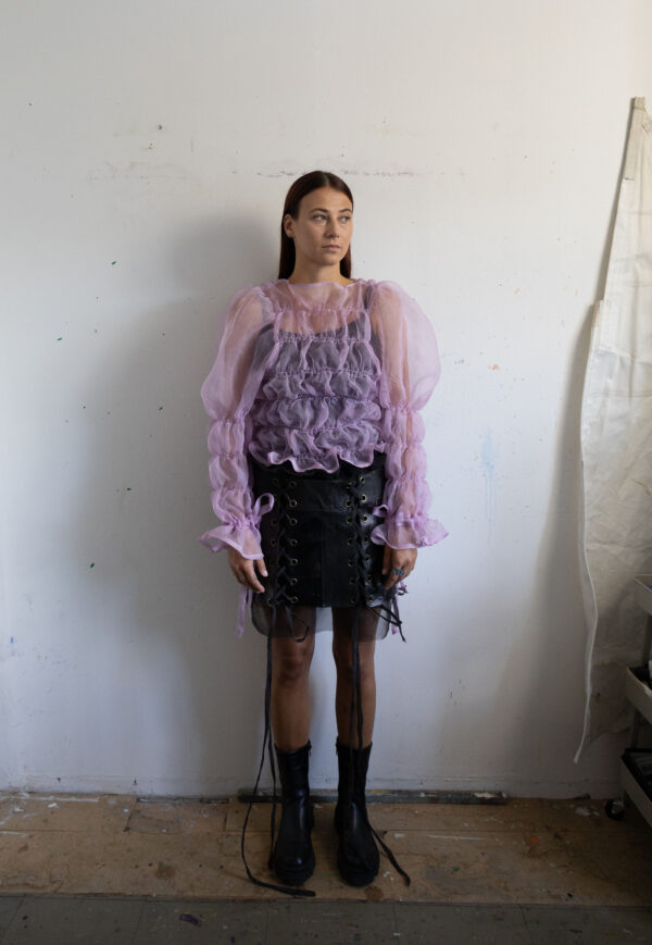 Silk organza -cotton candy shirt -pastel pink - Image 6